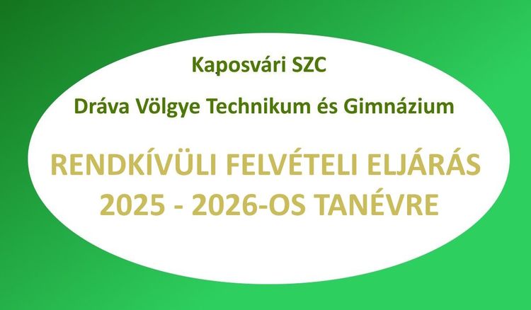 Rendkívüli felvételi eljárás a 2025-2026-os tanévre