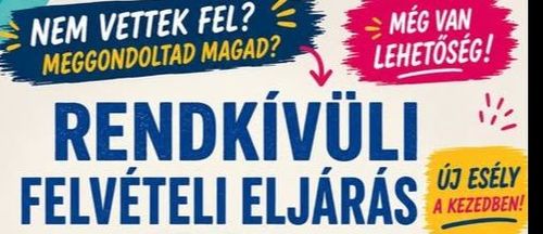 Rendkívüli felvételi eljárás a 2026/27-es tanévre